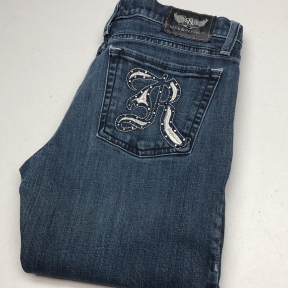 VINTAGE ROCK & REPUBLIC ANKLE CROP JEANS 28x25 🇺🇸 - Picture 1 of 13